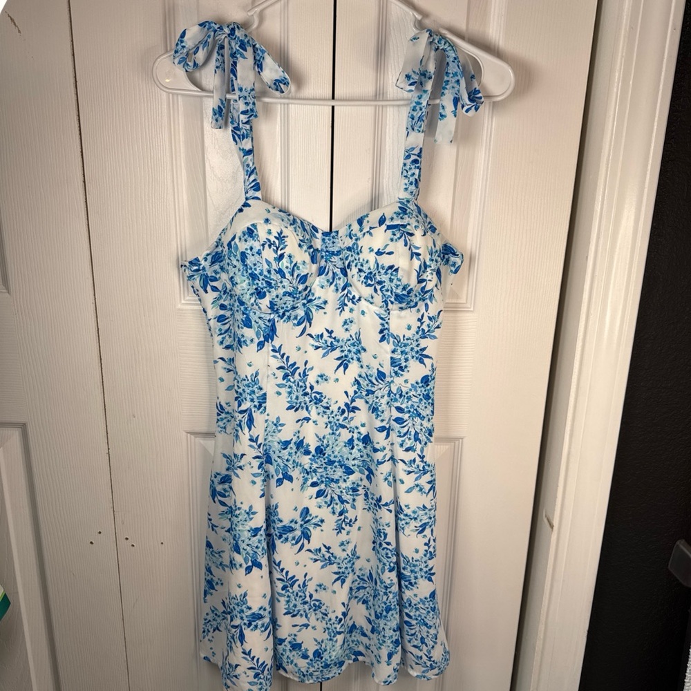 Lily Rose Blue and White Floral Kids Dress